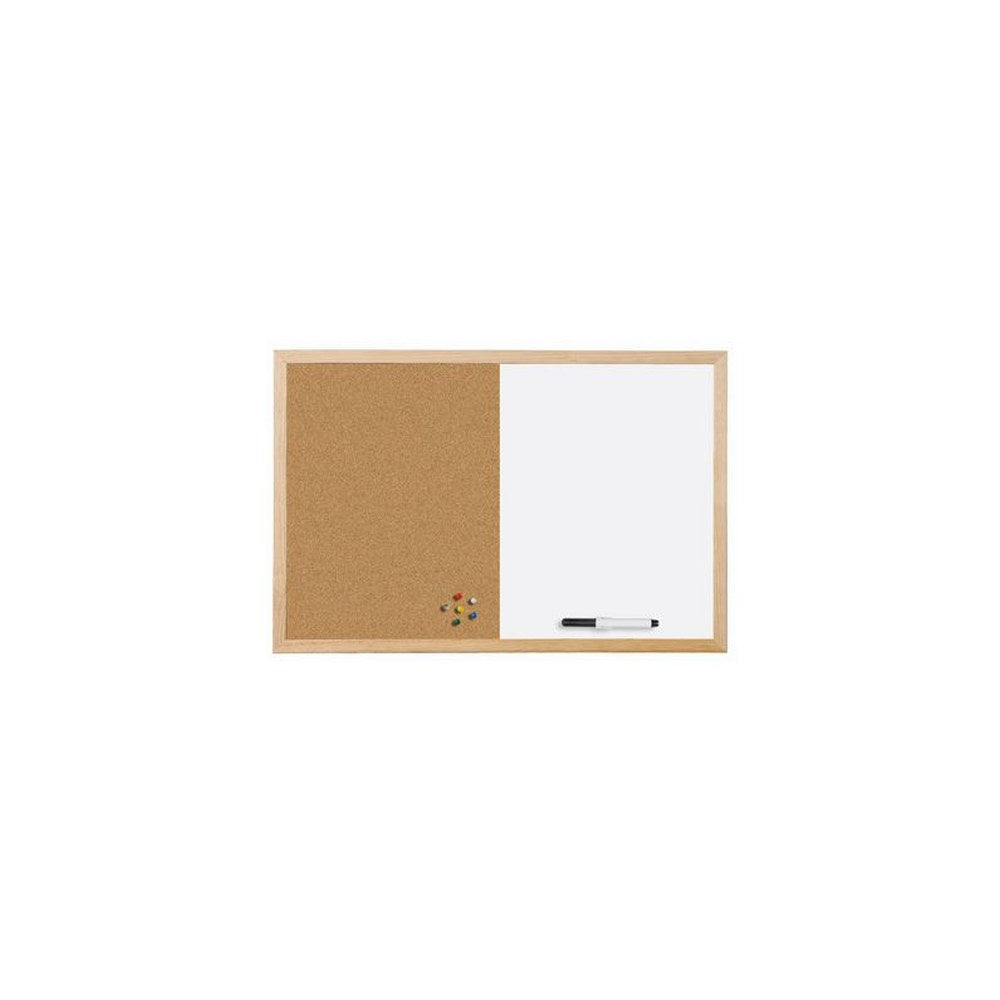 Bi-Office Tableau mixte, cadre en bois, (L)600 x (H)400 mm