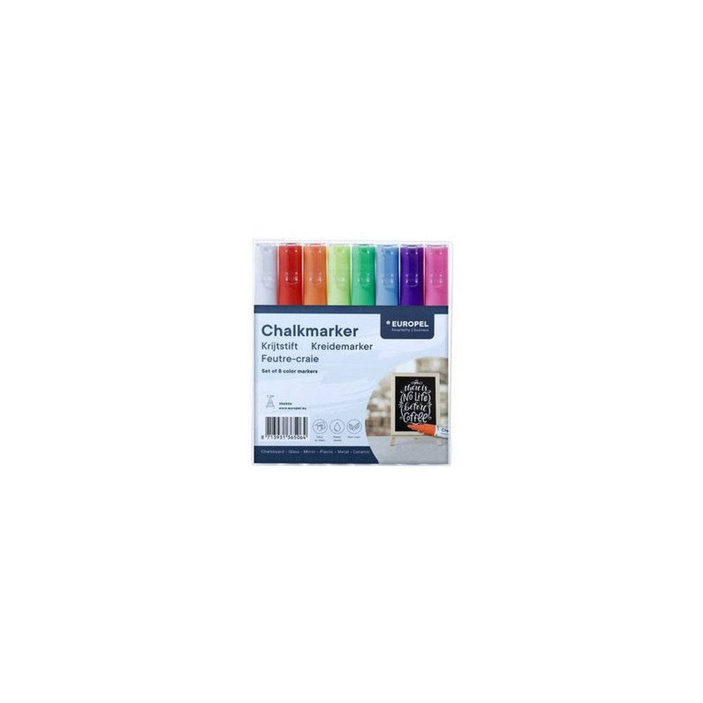 EUROPEL Marqueur craie 15 mm, étui de 8, assorti