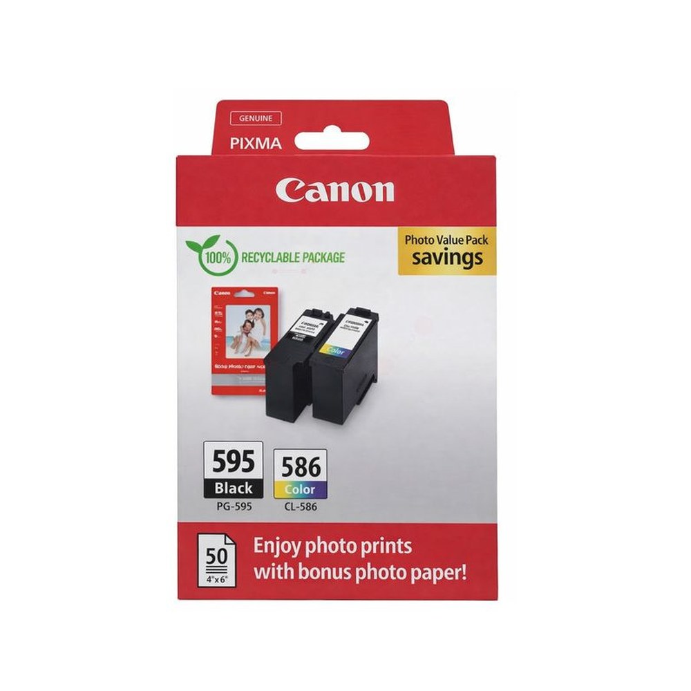 Cartouches d'origines Canon 7171C004 / PG-595/CL-586 - multipack 2 couleurs : noire, multicouleur