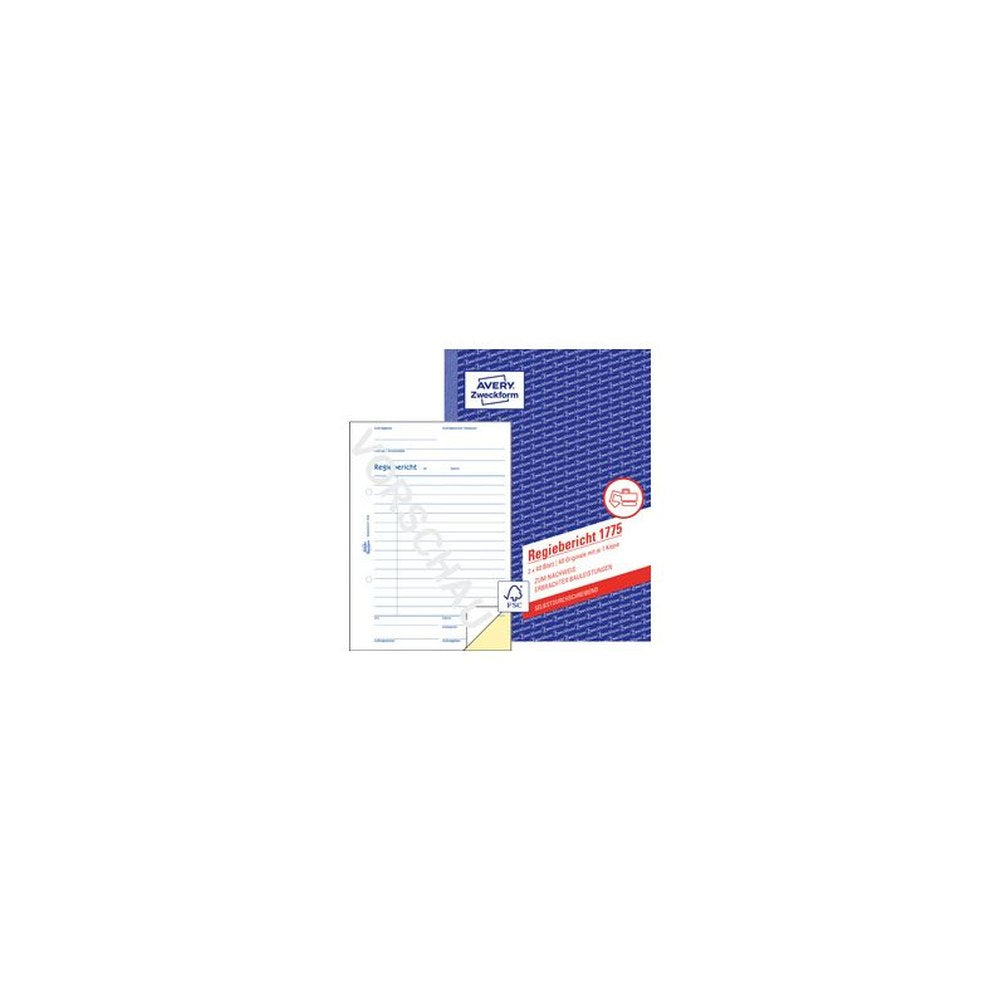 AVERY Zweckform Formularbuch "Regiebericht", 2 x 40 Blatt