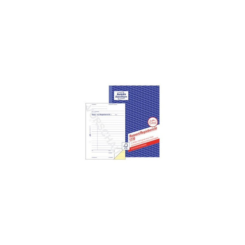 AVERY Zweckform Formularbuch "Rapport/Regiebericht", SD, A5