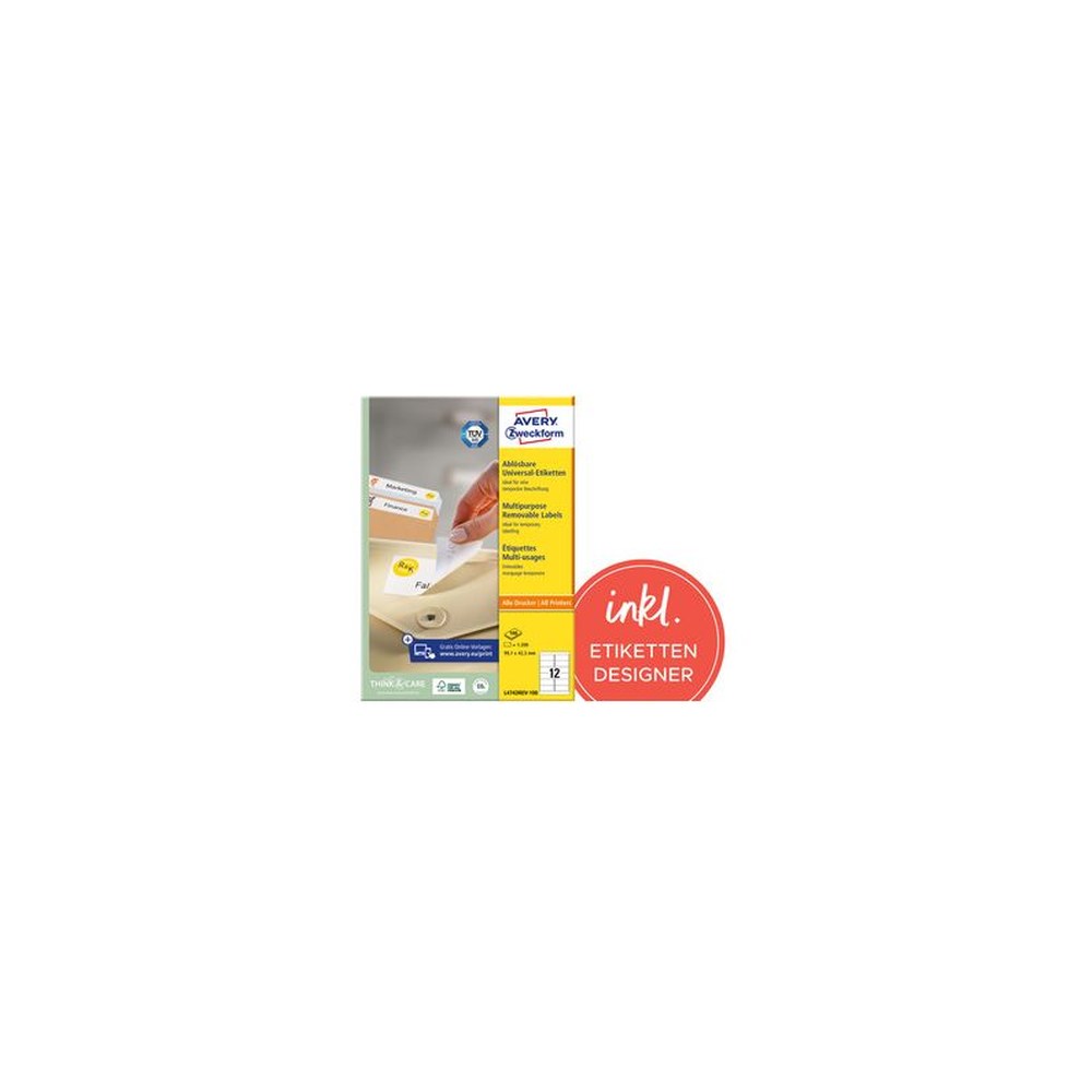 AVERY Zweckform Etiquette universelle, 99,1 x 42,3 mm, blanc