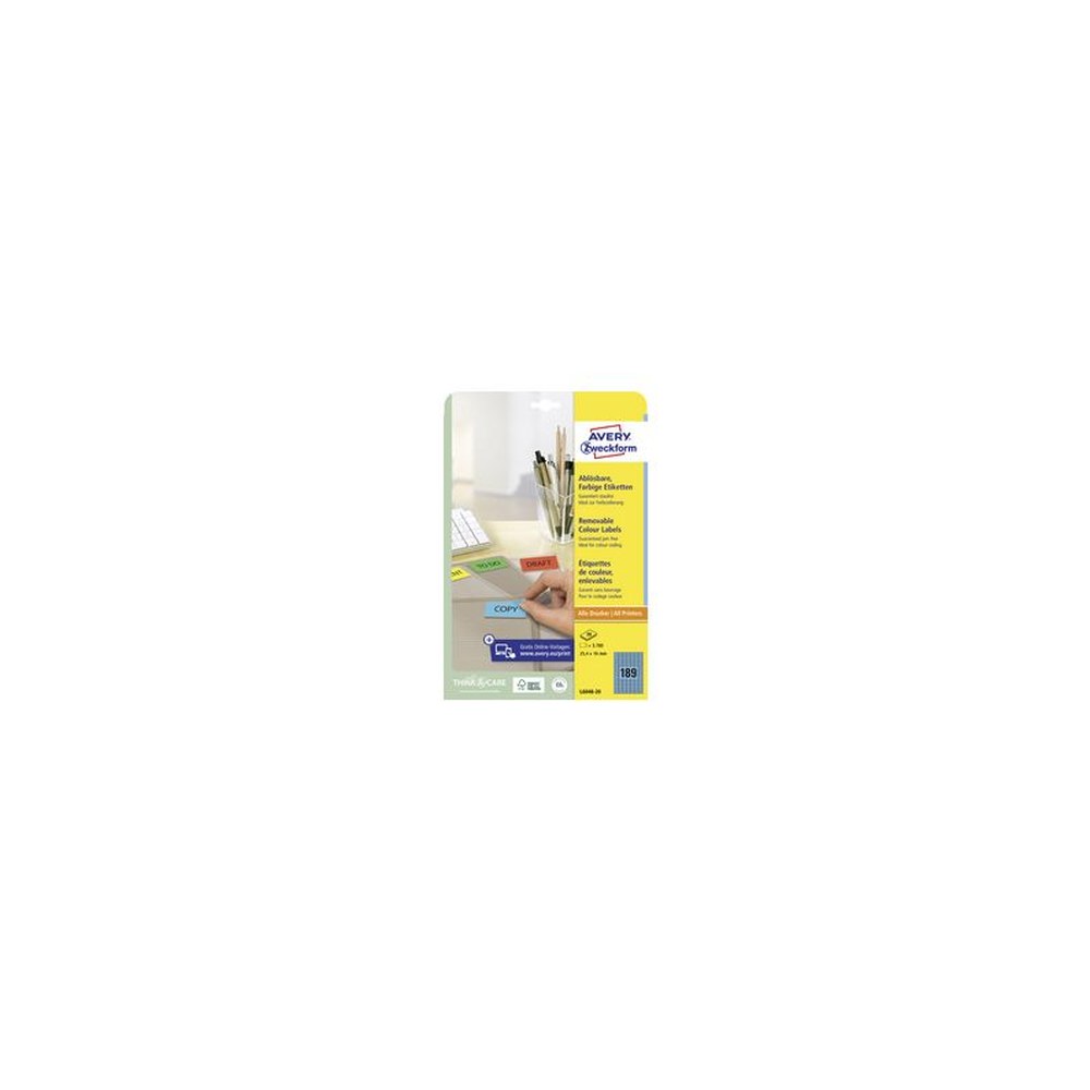 AVERY Zweckform Stick&Lift Etiquette, 38,1 x 21,2 mm, bleu