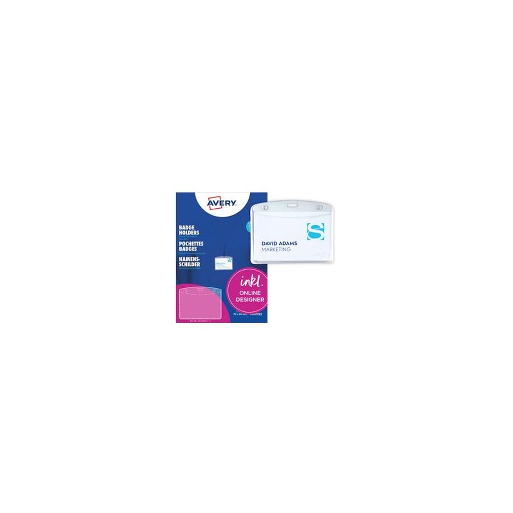 AVERY Pochette badge, 90 x 60 mm, transparent