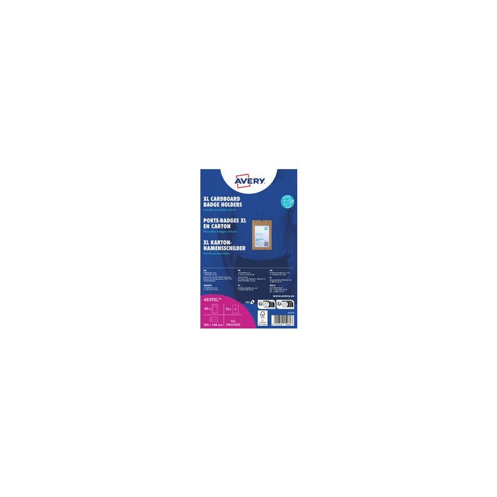 AVERY Pochette badge XL, en carton, 105 x 148 mm