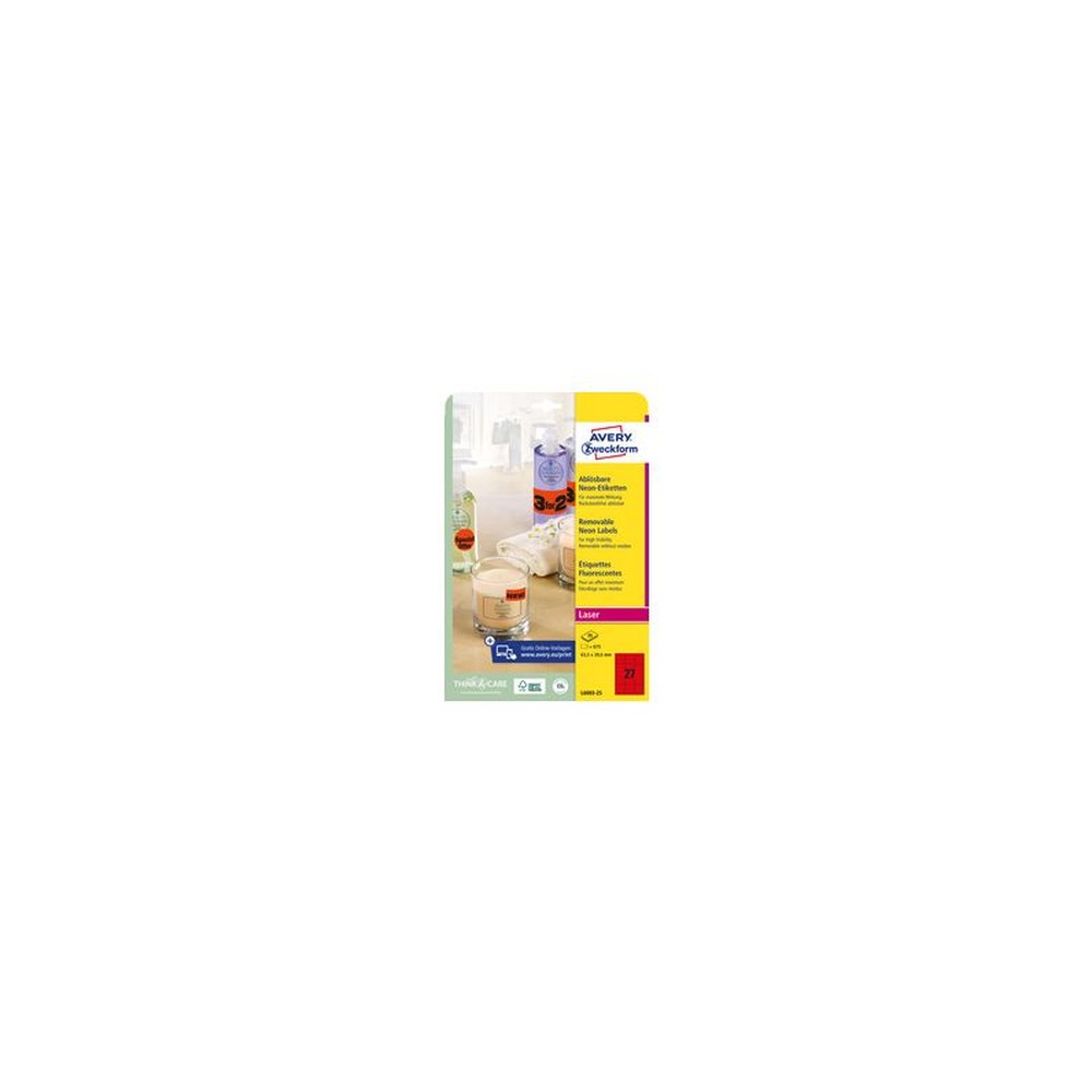 AVERY Zweckform Stick&Lift Etiquette, 210 x 297 mm, rouge