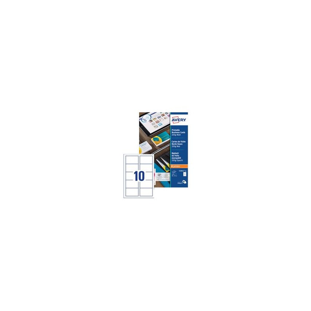 AVERY Cartes de visite Quick&Clean, 200 g/m2, blanc mat