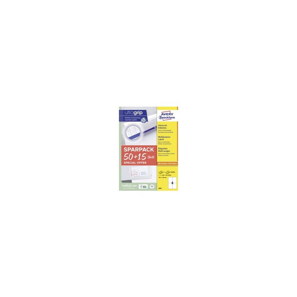 AVERY Zweckform Étiquette universelle, 97 x 42,3 mm, 50+15