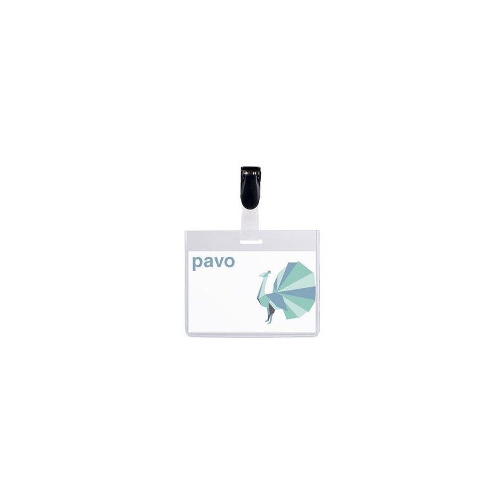 pavo Porte-badge, fermé en haut, avec clip, 60 x 90 mm