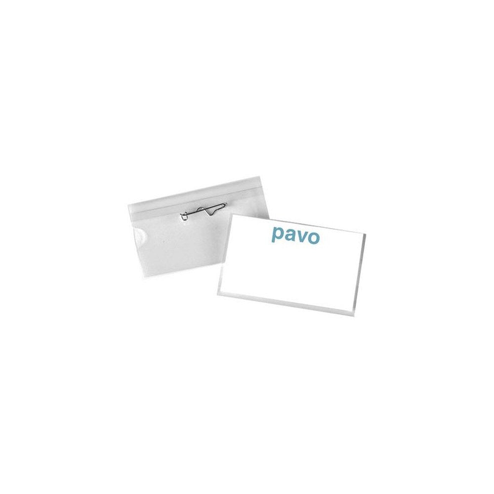 pavo Porte-badge, avec aiguille, 40 x 75 mm, transparent
