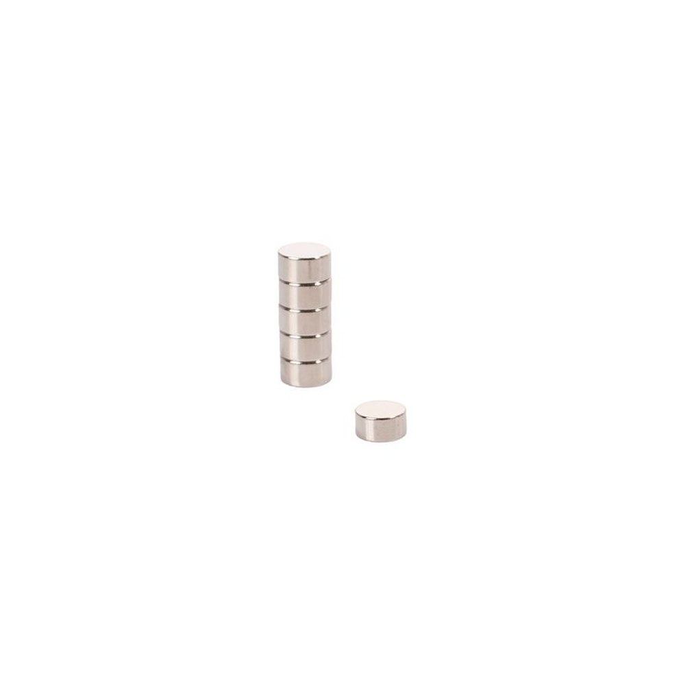 pavo Aimant au néodyme, rond, dimensions: 10 x 5 mm, argent