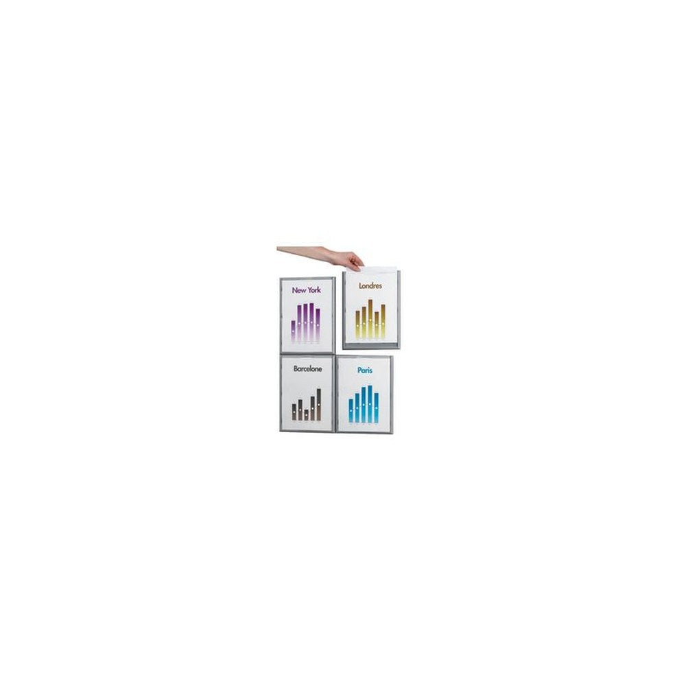 PAPERFLOW Cadre mural Info, A4, couleur: gris aluminium x4