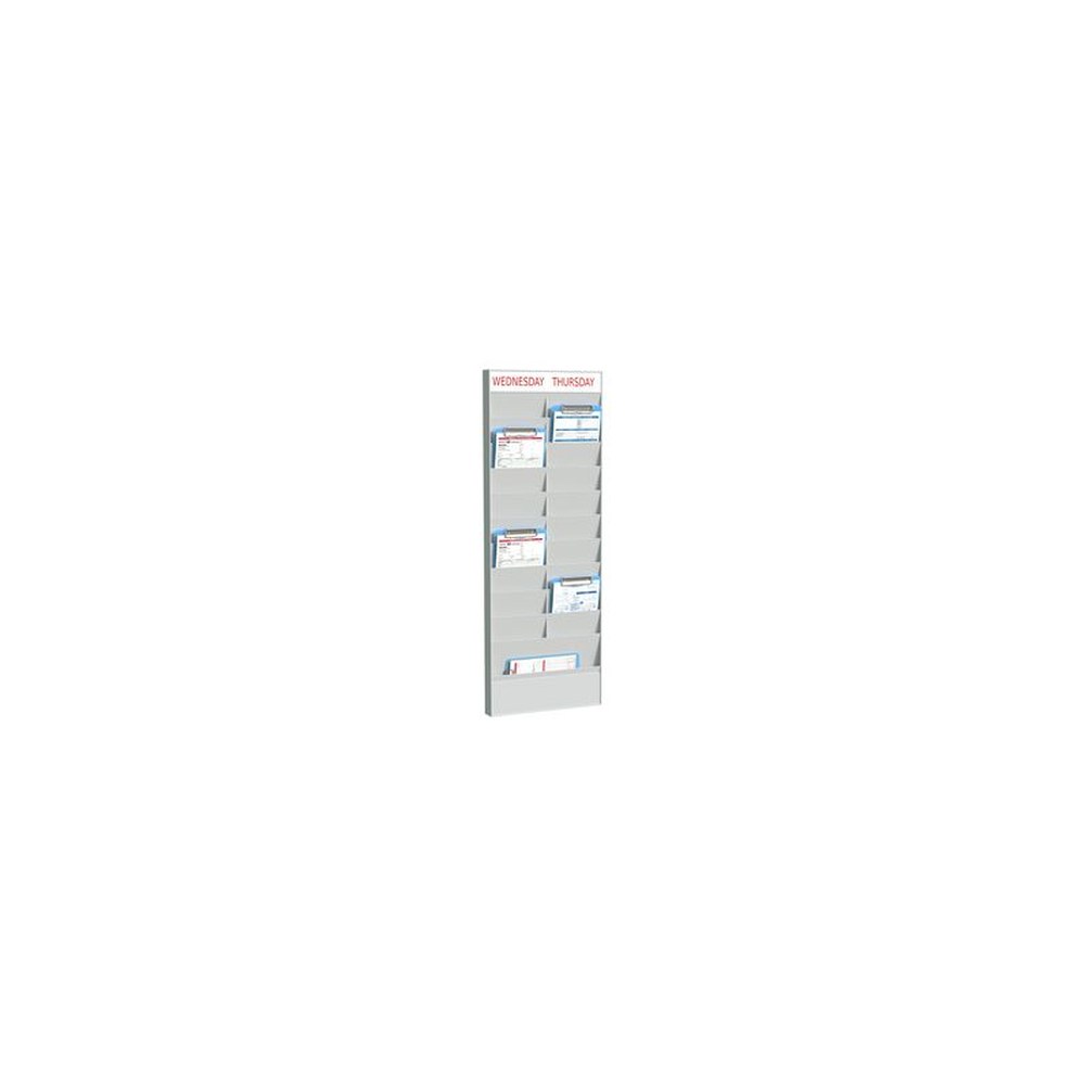 PAPERFLOW Planificateur de bureau mural, 20 casiers, gris