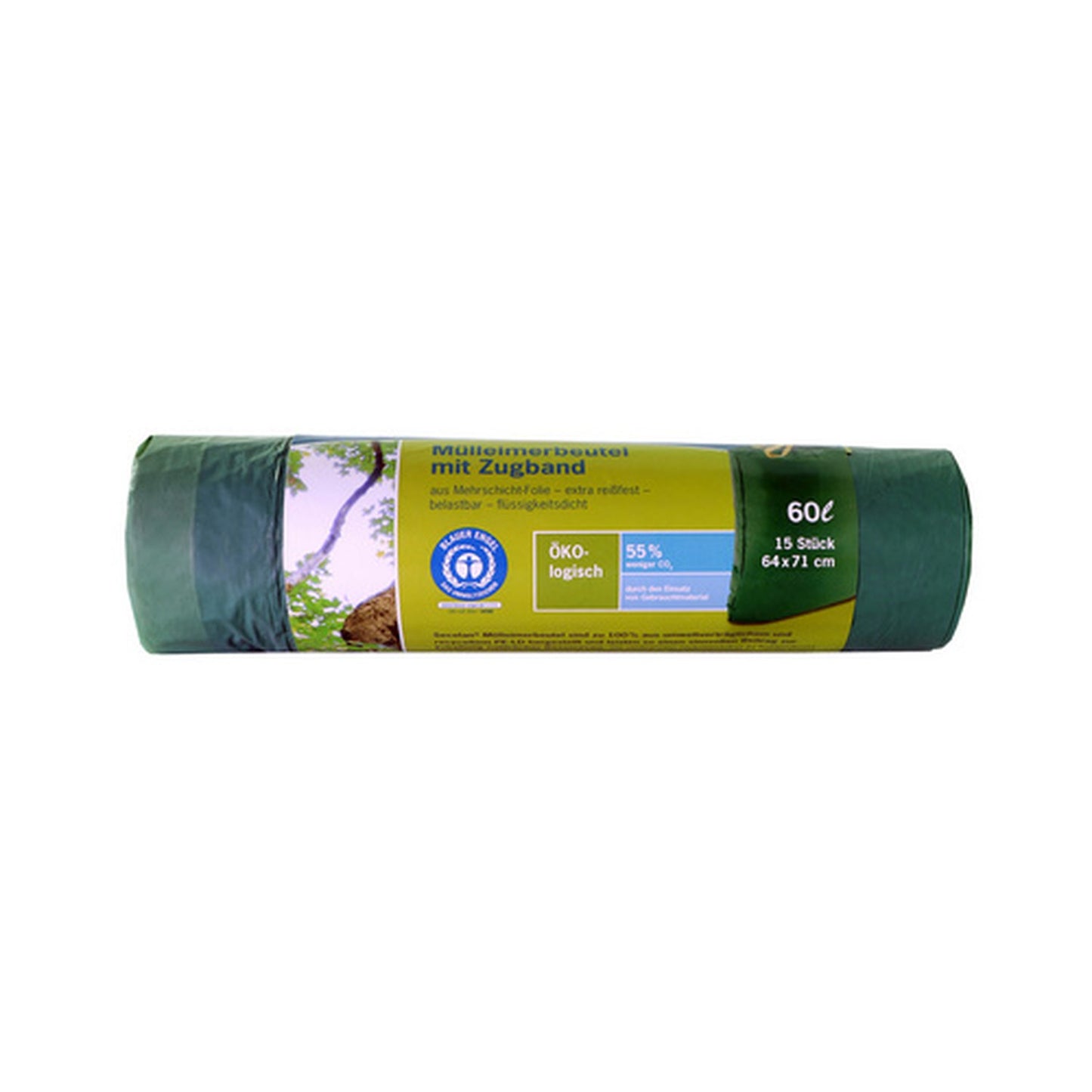 Secolan Sac poubelle à liens coulissants, 60 litres, vert