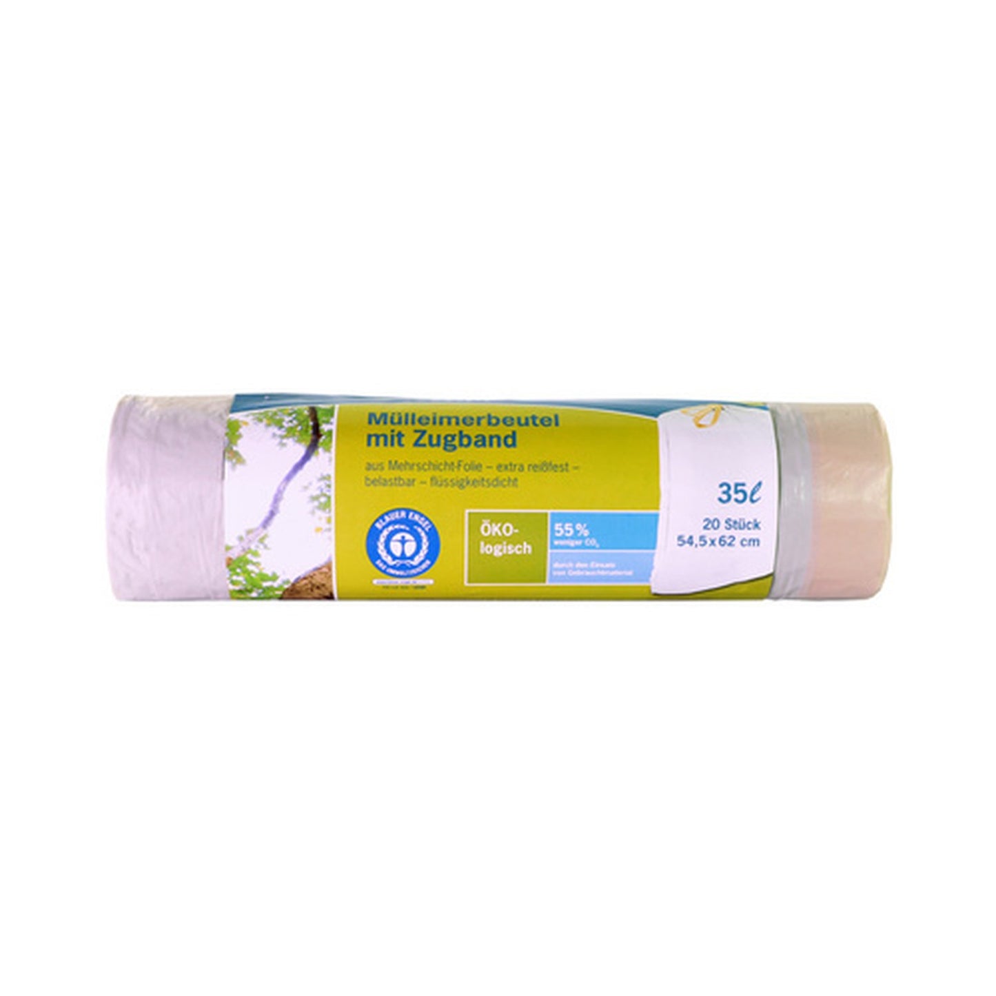 Secolan Sac poubelle à liens coulissants, 35 litres, blanc