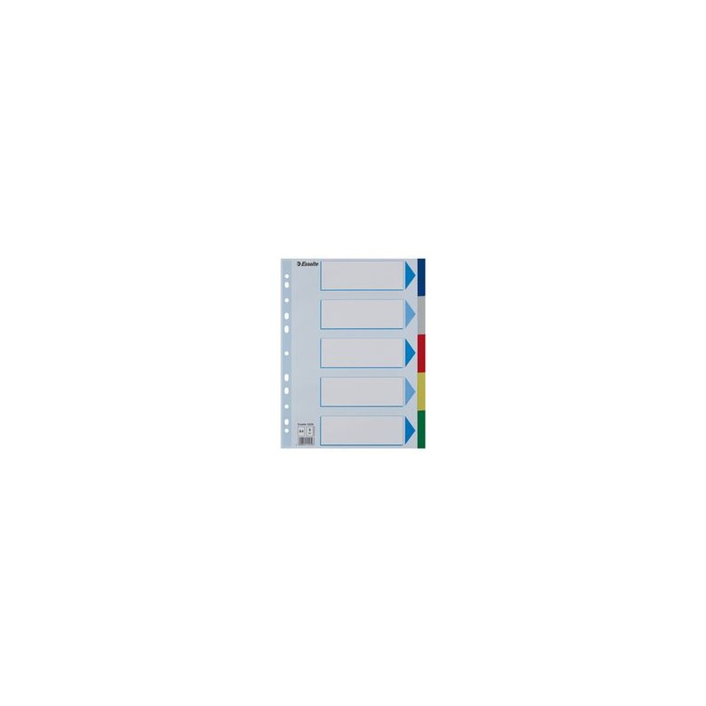 Esselte Intercalaires en plastique, uni, A4, PP, 6 touches