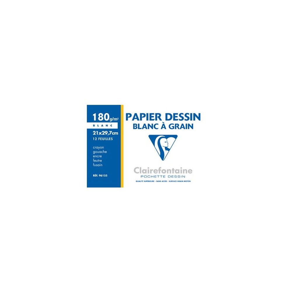 Clairefontaine Papier dessin "Blanc à Grain", 210 x 297 mm
