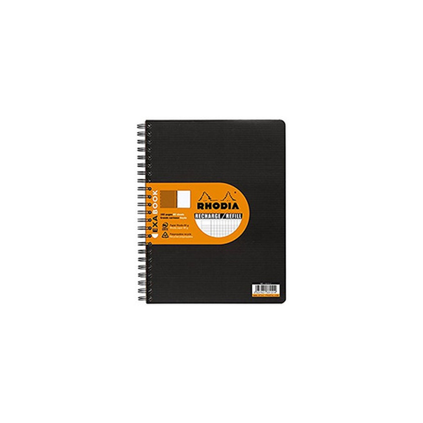 RHODIA Cahier recharge pour EXABOOK, A4+, quadrillé 5x5,noir
