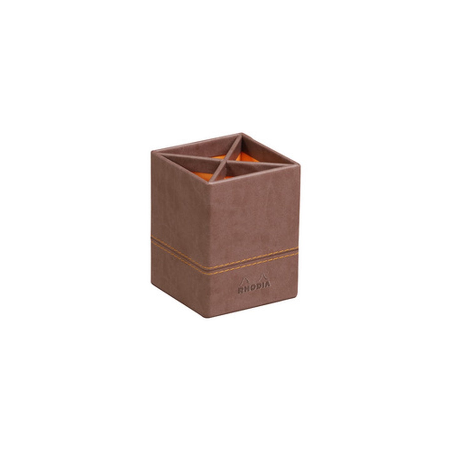 RHODIA Pot à crayons, en similicuir, chocolat