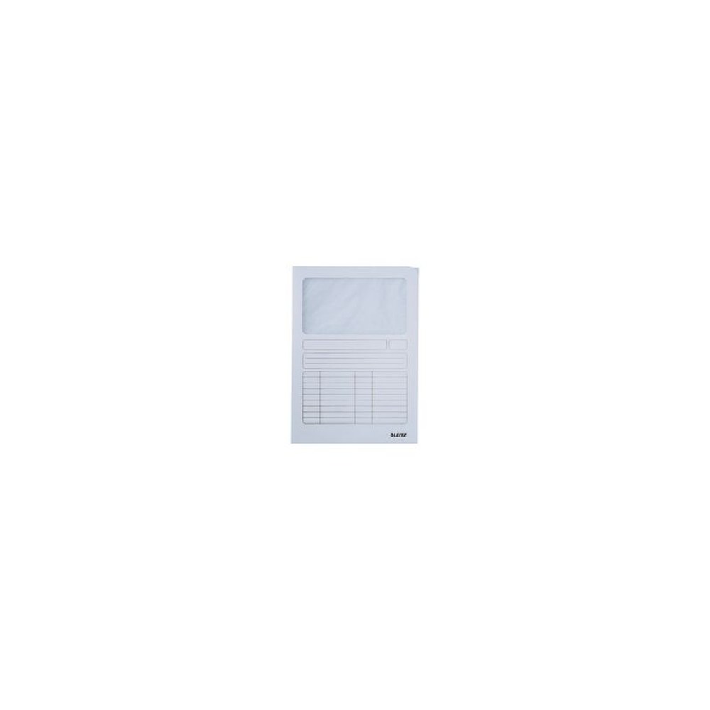 LEITZ Chemise à fenêtre, format A4, carton, blanc, 160g/m2 x100
