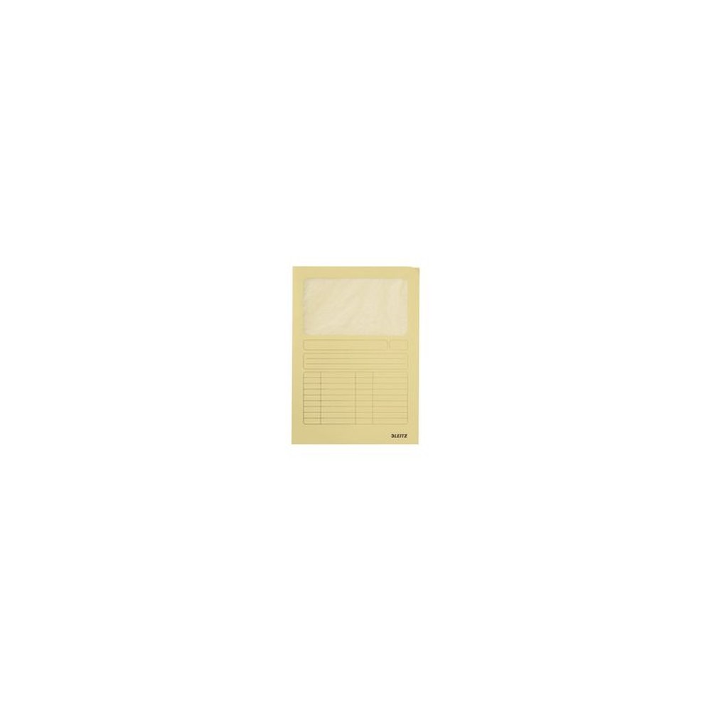 LEITZ Chemise à fenêtre, format A4, carton, jaune, 160 g/m2 x100