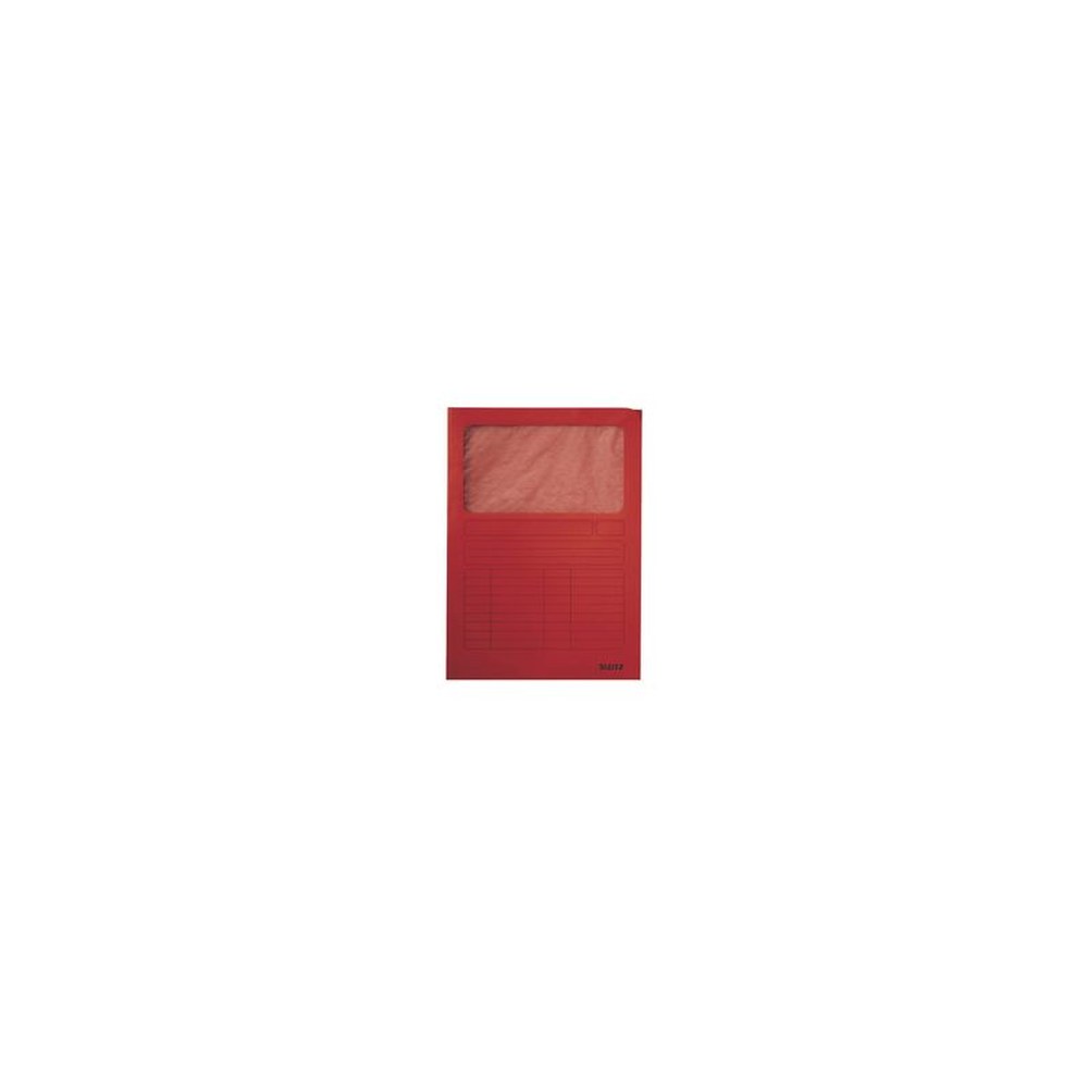 LEITZ Chemise à fenêtre, format A4, carton, rouge, 160 g/m2 x100