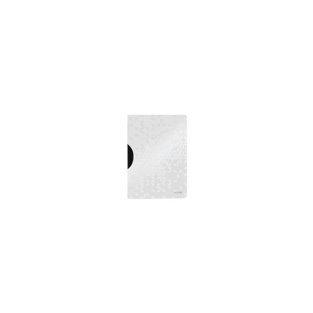 LEITZ Chemise à clip WOW ColorClip, A4, PP, blanc métallisé