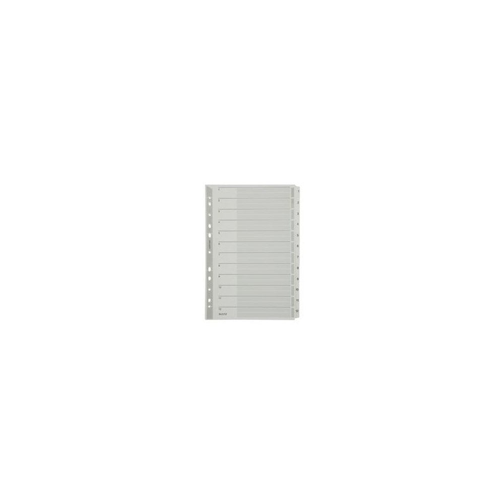 LEITZ Intercalaires en carton mylar, chiffres, A4, 1-12,gris