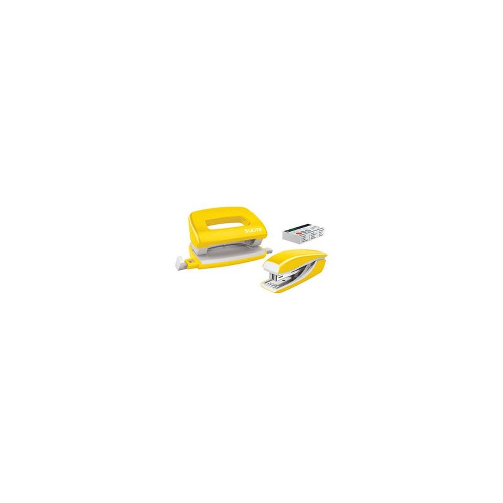LEITZ Kit mini agrafeuse et perforateur Nexxt WOW, jaune