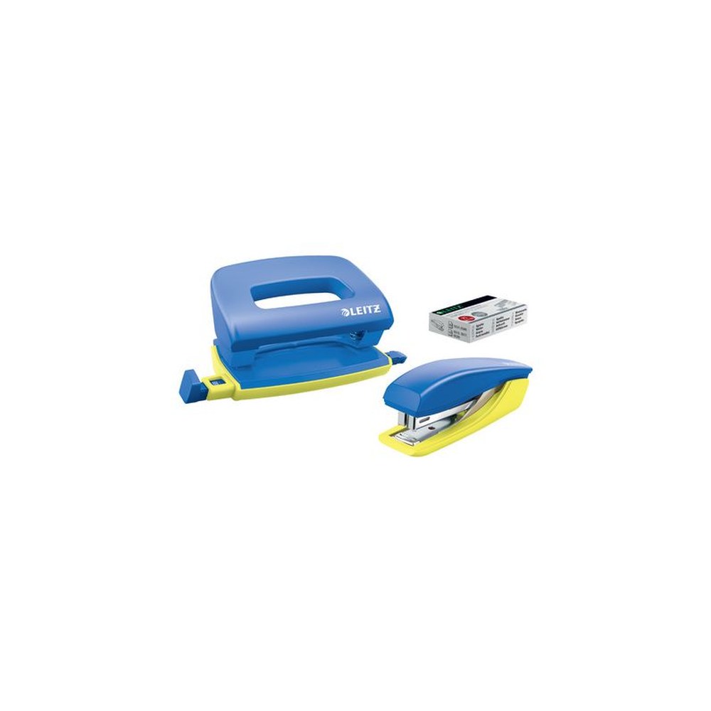LEITZ Mini Heftgerät- & Locher-Set Urban Chic, blau