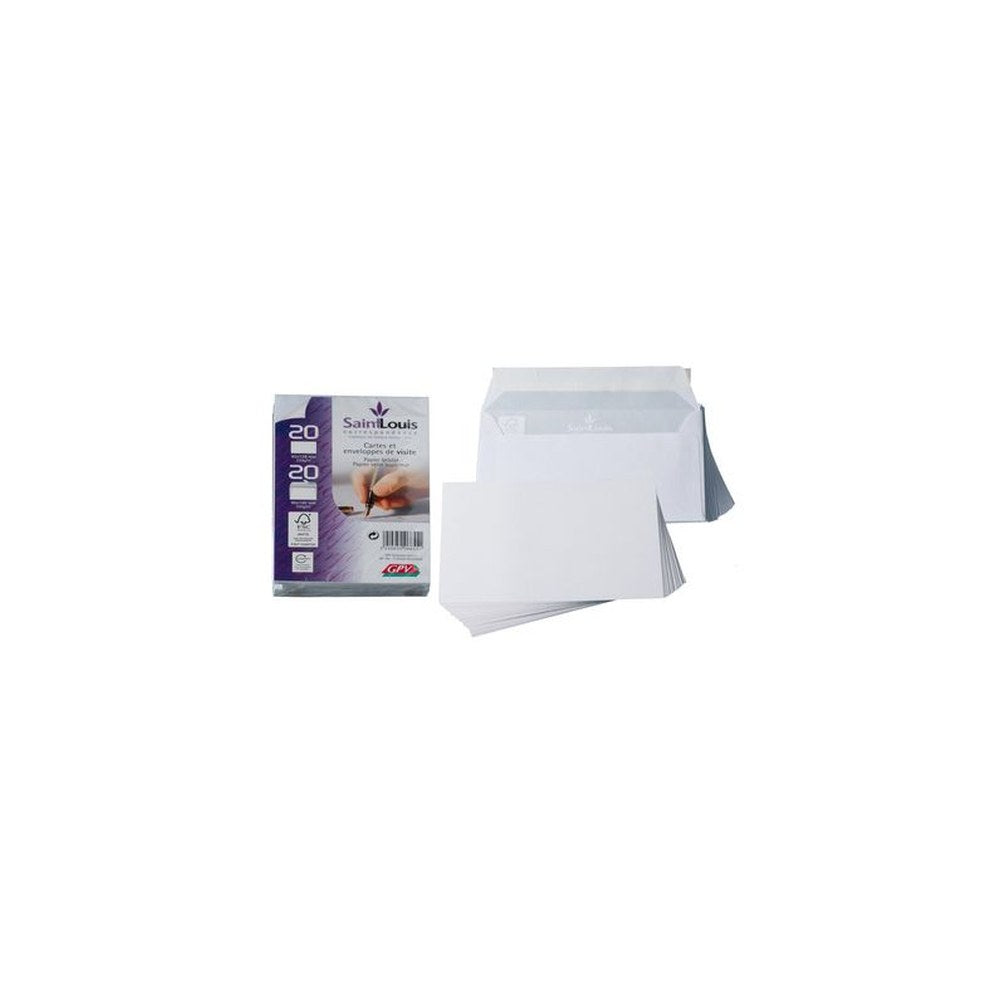 GPV Kit de 20 cartes et 20 enveloppes Saint Louis, blanc