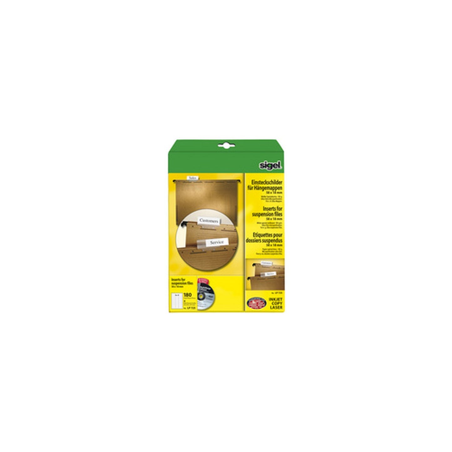 sigel Etiquettes PC pour dossiers suspendus, 60 x 21 mm