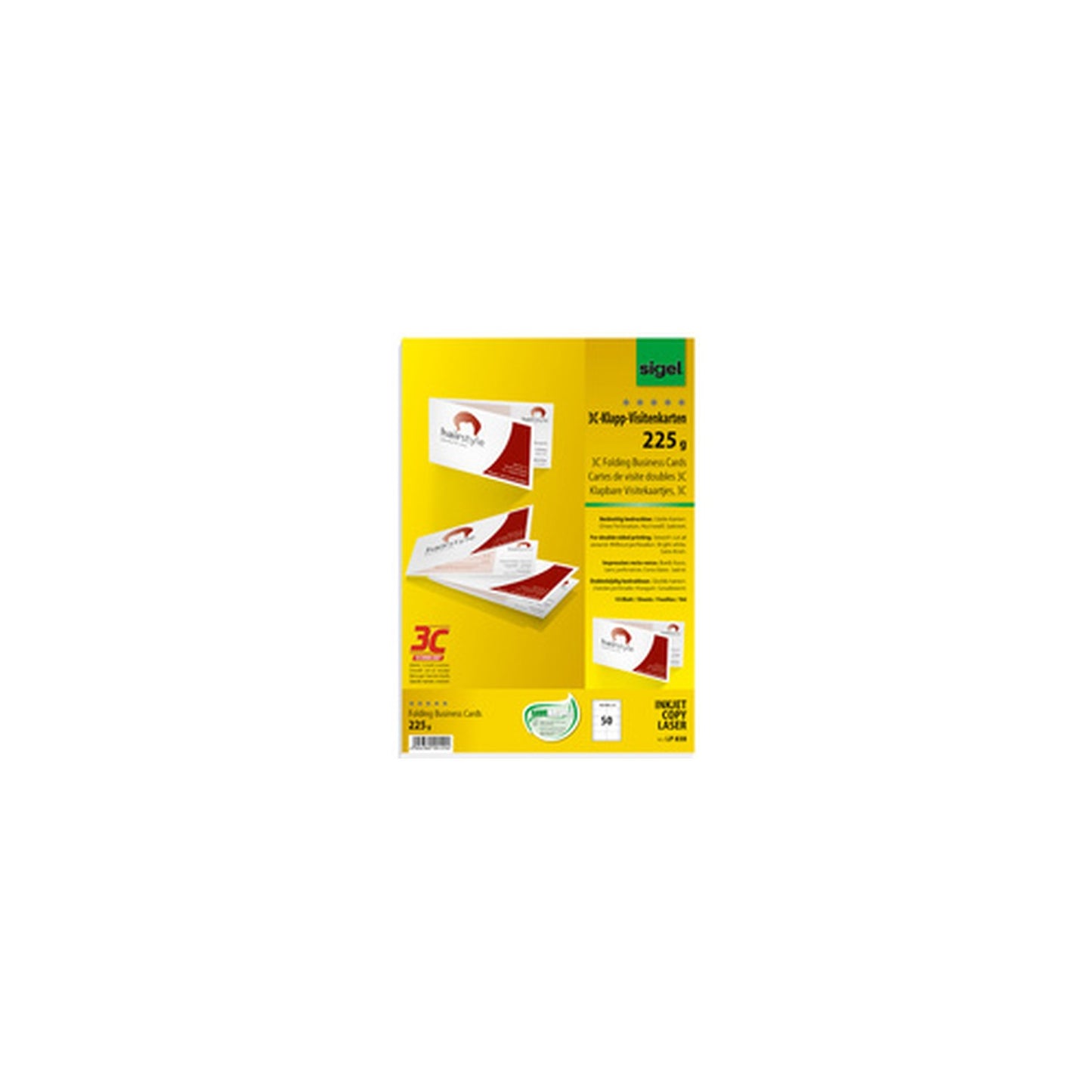 sigel cartes de visite doubles 3C, 90/180 x 55 mm, extra