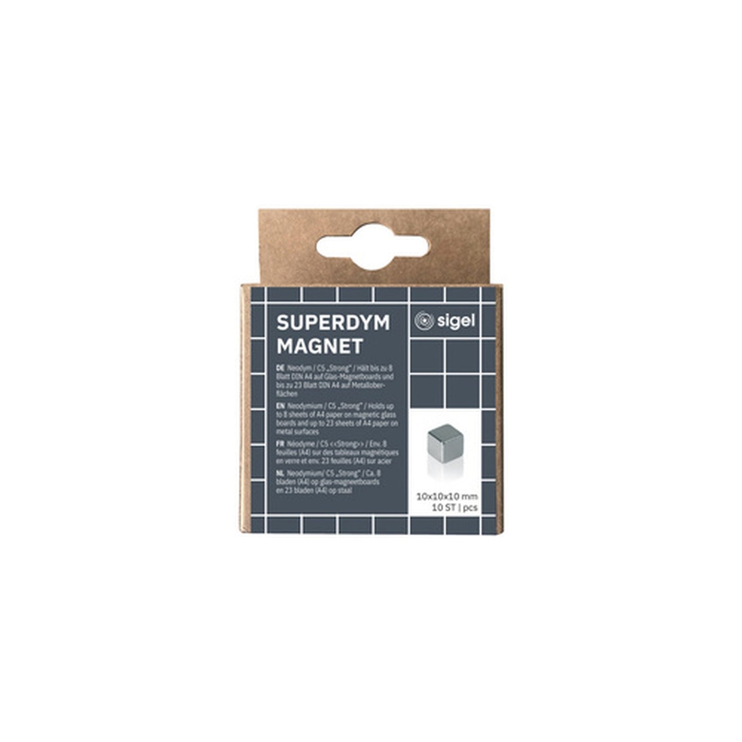 sigel Aimant néodyme cube "Strong" C5, set de 10, argent