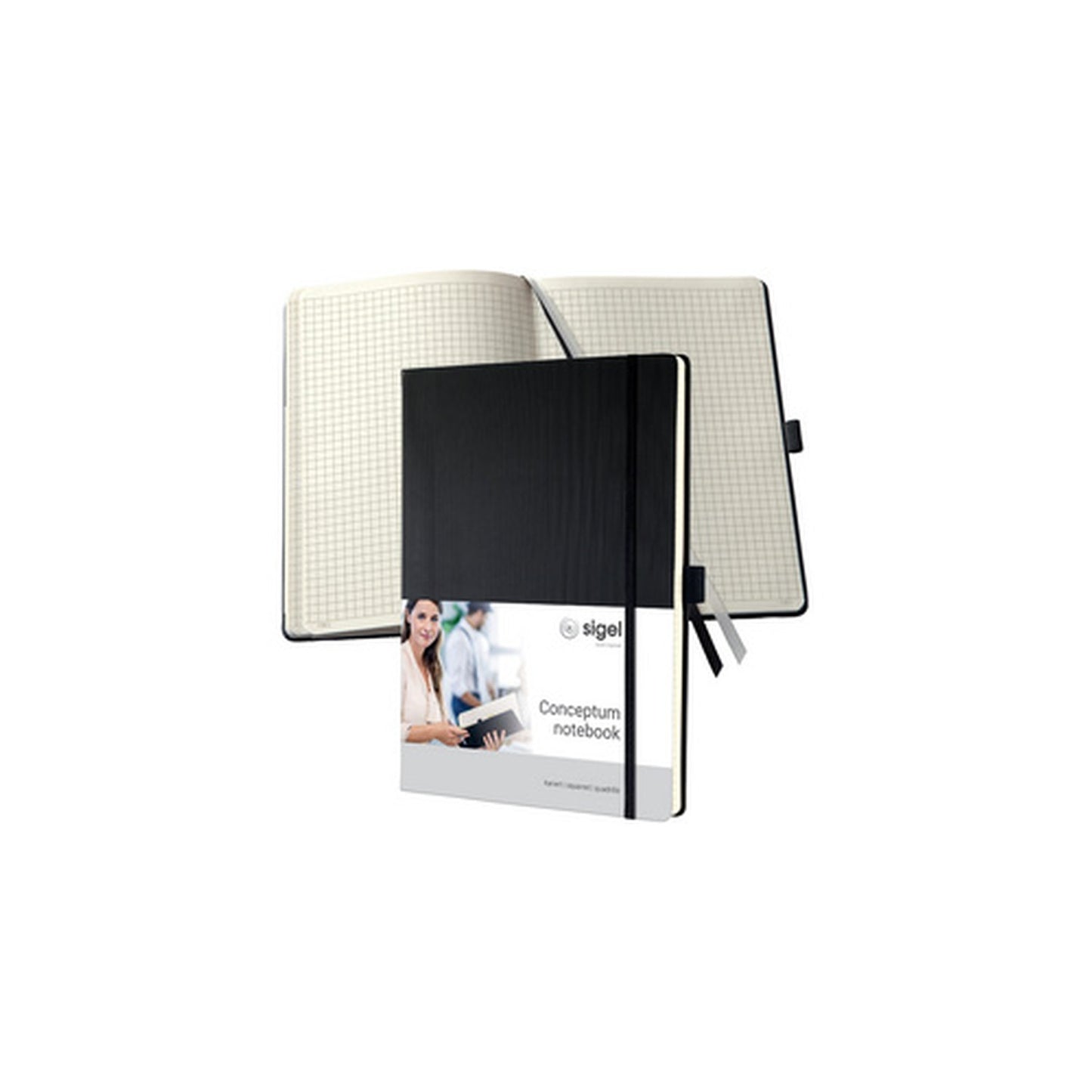 sigel Carnet de notes Conceptum, A4+, quadrillé, noir