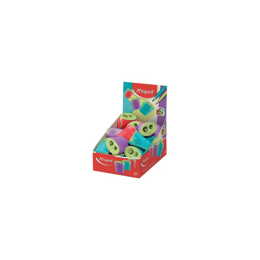 Maped Double taille-crayon, en plastique, présentoir de 24 x24
