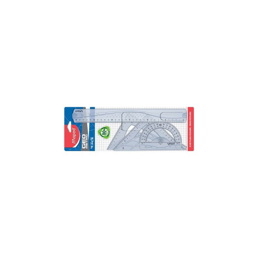 Maped Kit de géométrie MAXI, 4 pièces, transparent