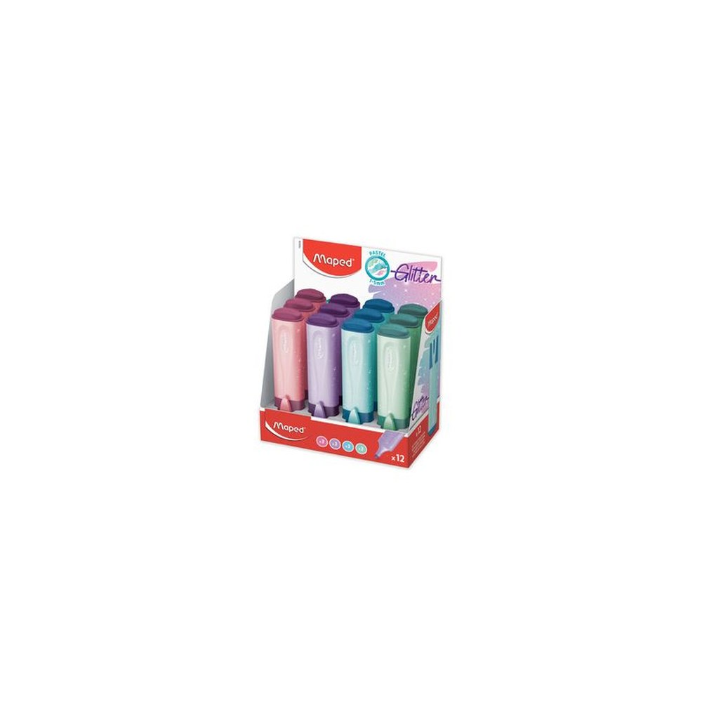 Maped Surligneur FLUO'PEPS Glitter PASTEL, présentoir de 12 x12