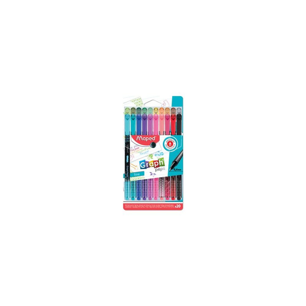 Maped Fineliner Graph'Peps Premium, étui de 20 en plastique