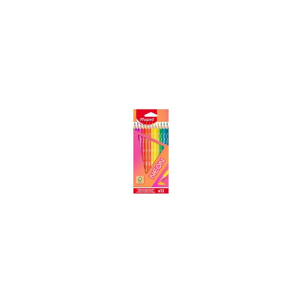Maped Crayon de couleur triangulaire NEON, étui carton de 12
