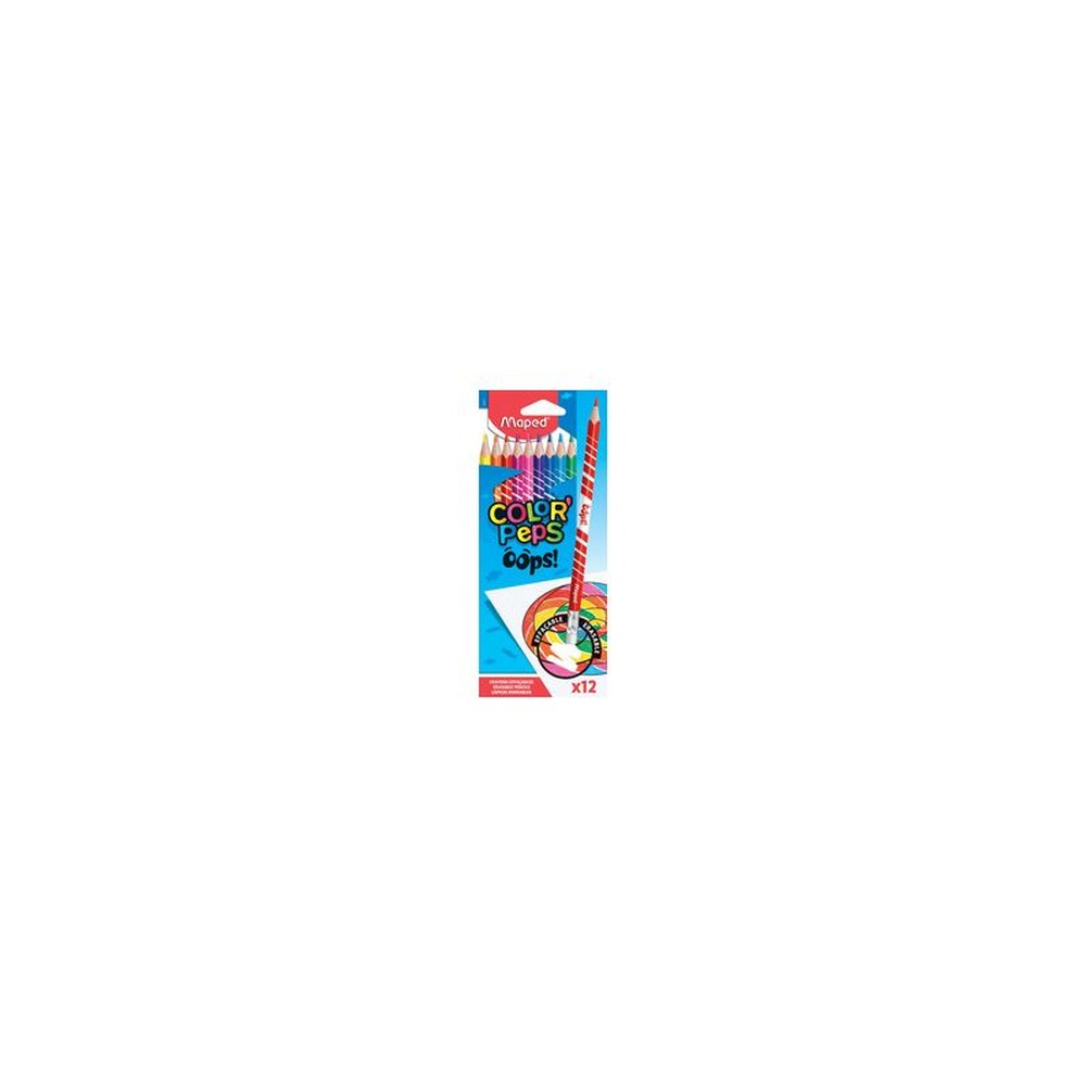 Maped Crayons de couleur COLOR'PEPS, effaçable, étui de 12