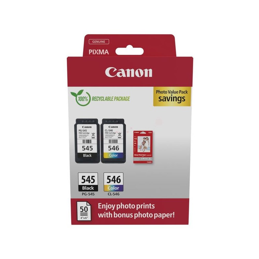 Cartouches d'origines Canon 8287B008 / PG-545+CL-546 - multipack 2 couleurs : noire, multicouleur
