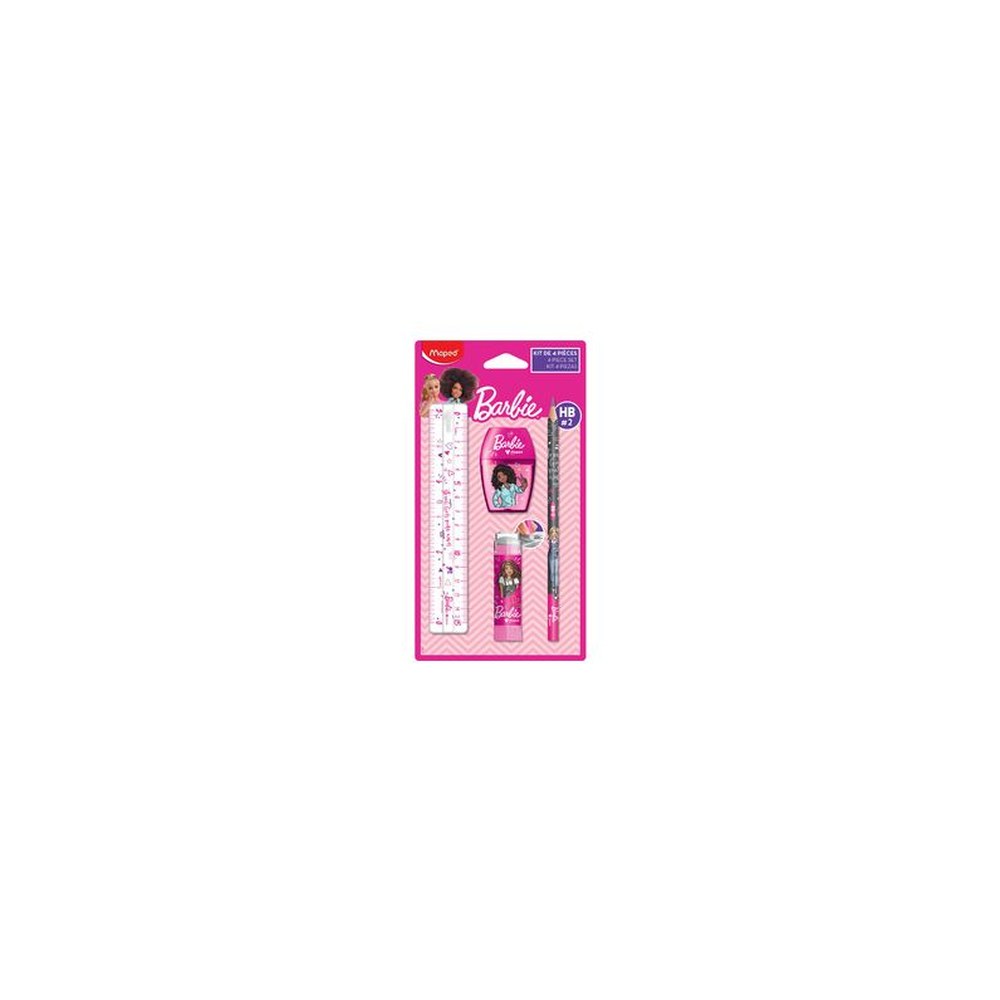 Maped Kit d'écriture Barbie, 4 pièces, sur carte blister