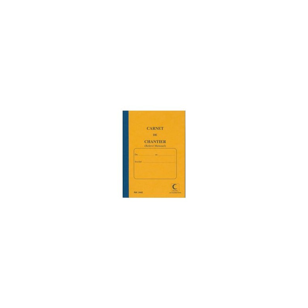 ELVE Carnet de chantier, relevé mensuel, 190 x 130 mm