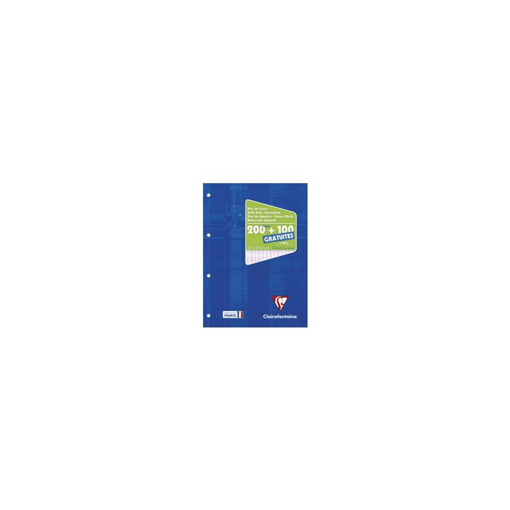 Clairefontaine Bloc de cours, perforé, A4, séyès