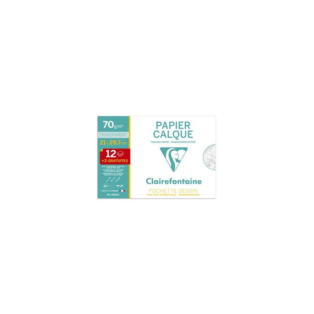 Clairefontaine Papier calque, A4, 70 g/m2, pack promo