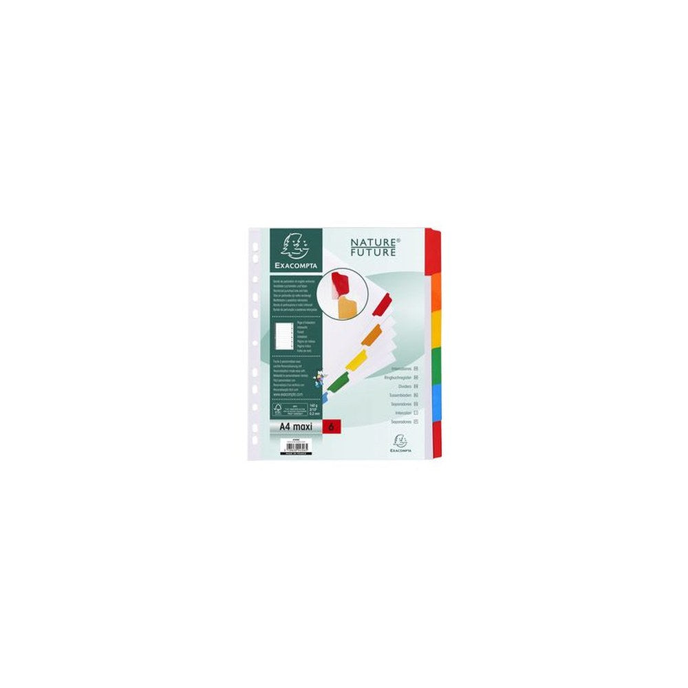 EXACOMPTA Intercalaires en carton, A4 Maxi, 6 touches x20