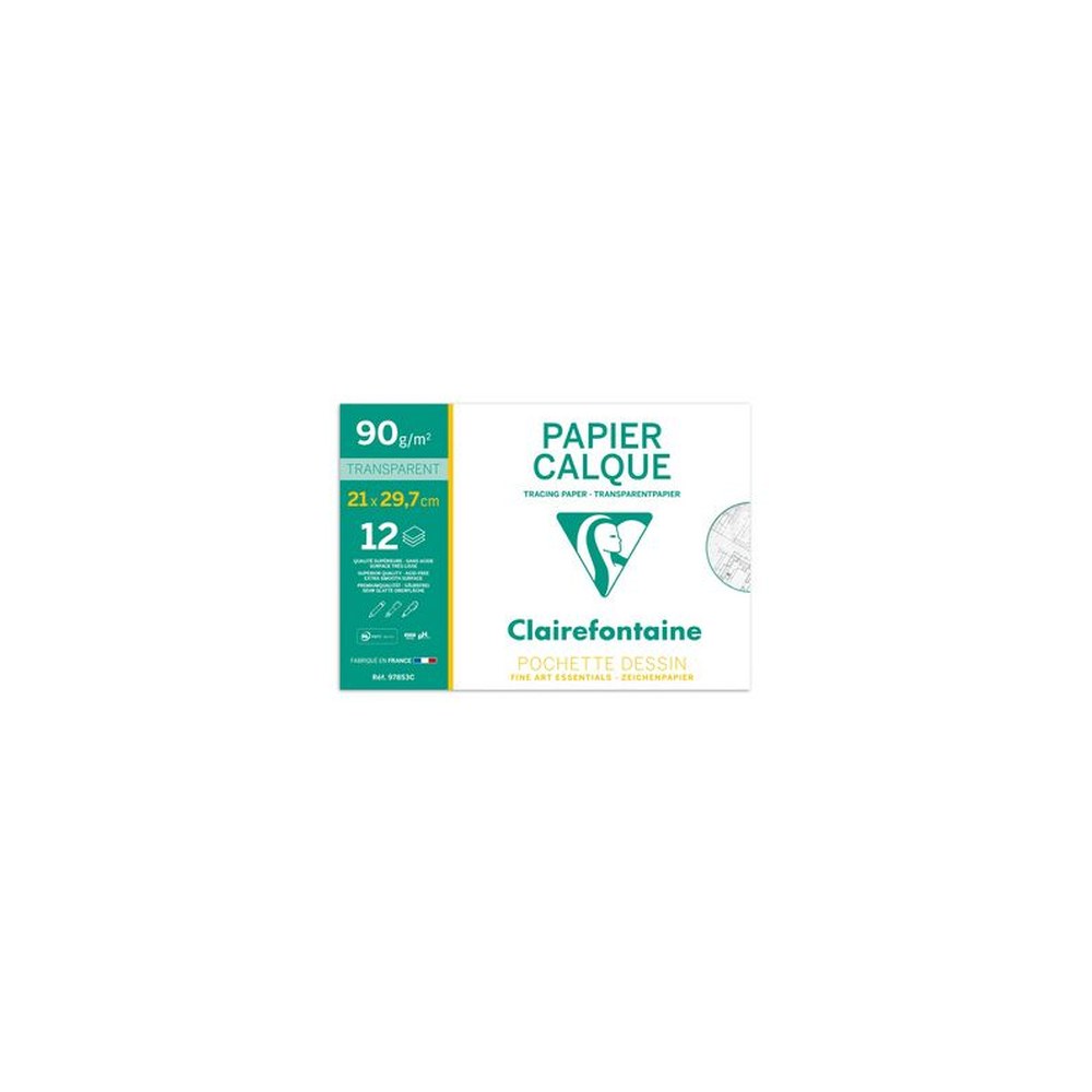 Clairefontaine Papier calque, 90/95 g/m2, 240 x 320 mm
