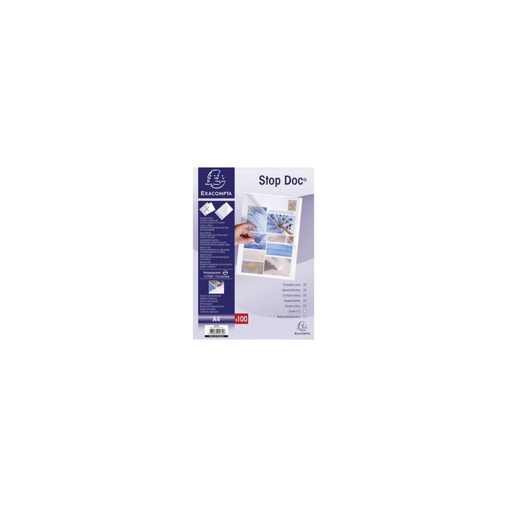 EXACOMPTA Pochettes coins Stop Doc, A4, PP 0,11 mm,
