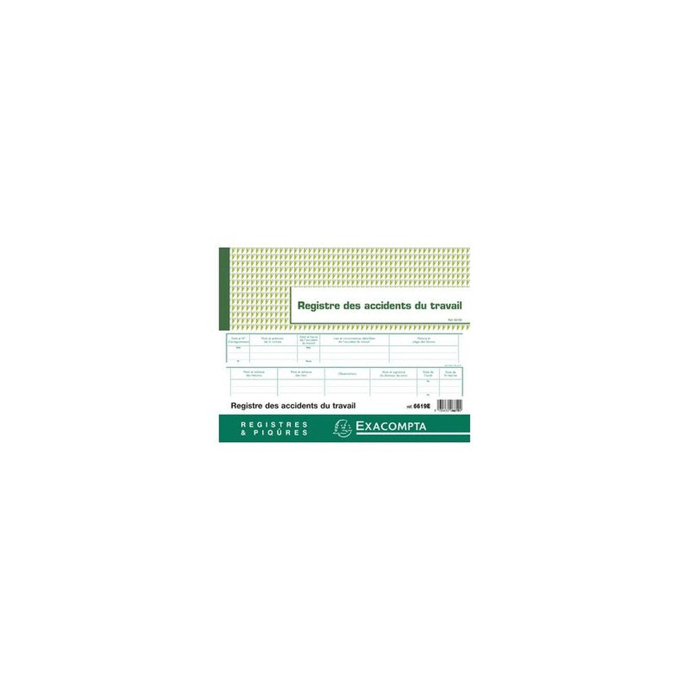 EXACOMPTA Registre des accidents du travail